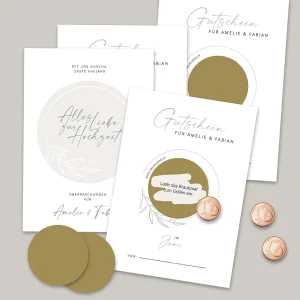 12 Gutscheinkarten zur Hochzeit (personalisierbar)