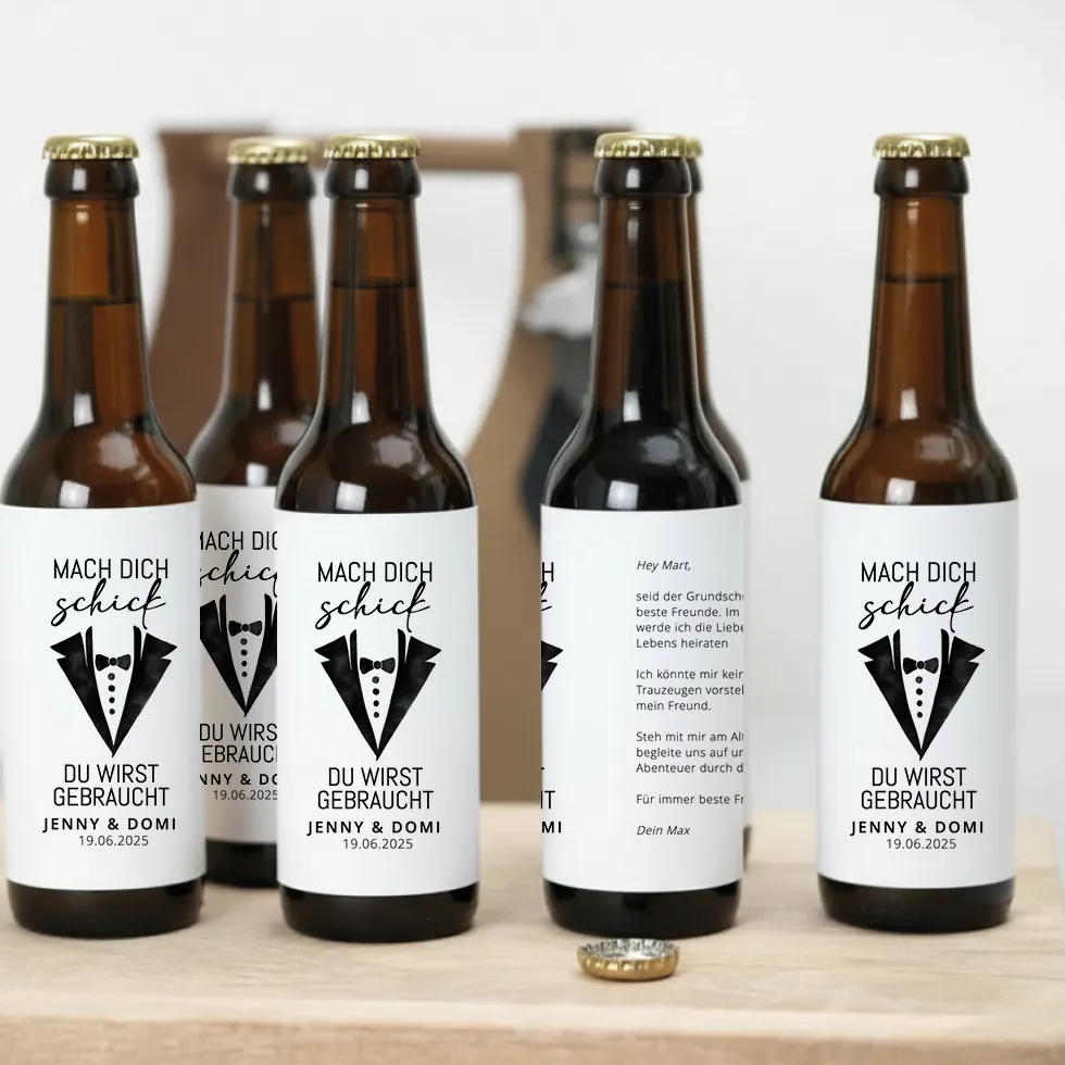 Bierflaschen Etikett “Mach Dich schick …”