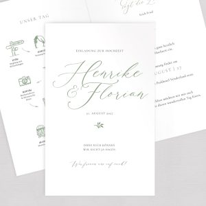 Hochzeitseinladung “Green Romance” Klappkarte