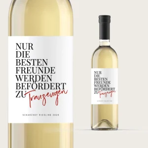 Flaschenetikett “Befördert”