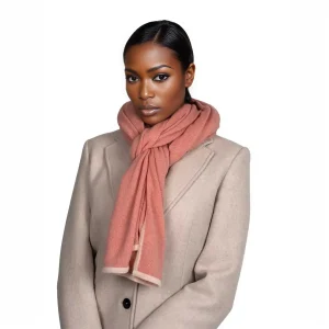 Zweifarbiger Cashmere Strick Schal Apricot