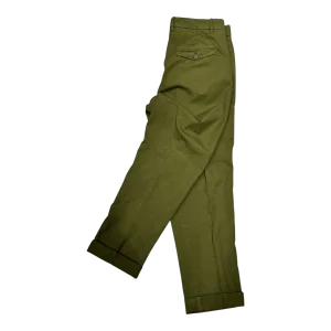 Never Laundry Il Pinces – Cotton Gabardine Hose, olivgrün