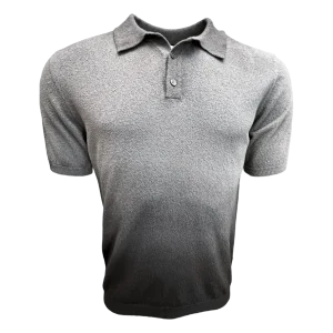 Roberto Collina, Frottee Polo, hand sprayed bicolor, grau-schwarz