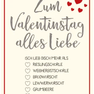 Zum Valentinstag alles Liebe - Postkarte